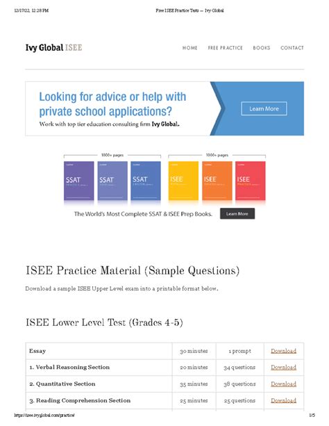 ISEE Practice Tests for Grades 4-11 — Ivy Global Resources - Studocu
