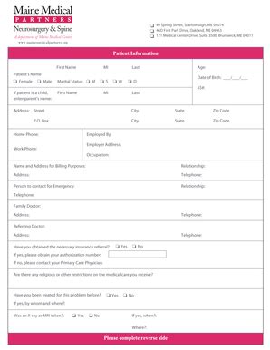 Fillable Online mainehealth Patient Information - MaineHealth ...
