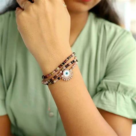 Blue Evil Eye Tourmaline Bracelet For Women & ladies