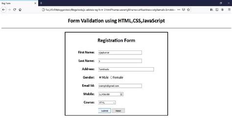 HTML Code Using Form Controls and Validations 的图像结果