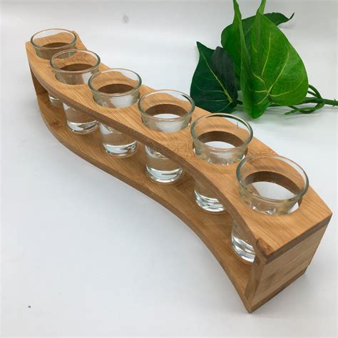 Bamboo Wooden 6 Shot Glass Dispenser and Holder - China 6 Shot Glass ...