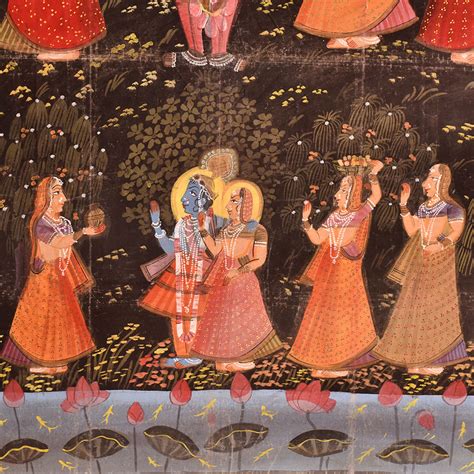 Cloth Painting of Lord Krishna with Dark Background