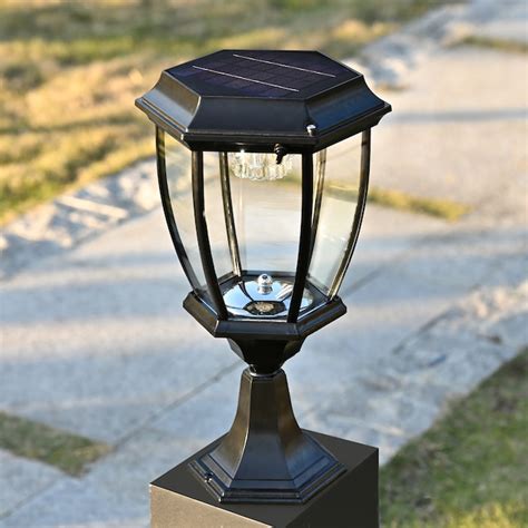 GIGALUMI 15.7-in H Black Solar LED Pier-mounted light in the Complete ...