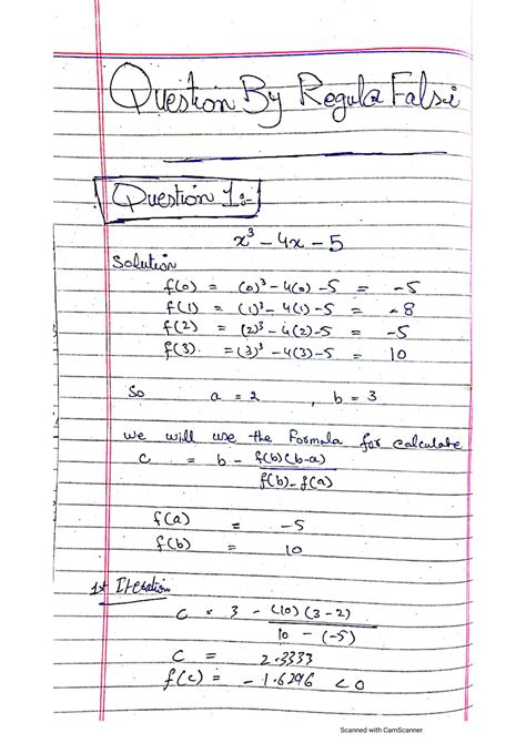 Regula Falsi Method Example Numerical Analysis 1 的图像结果