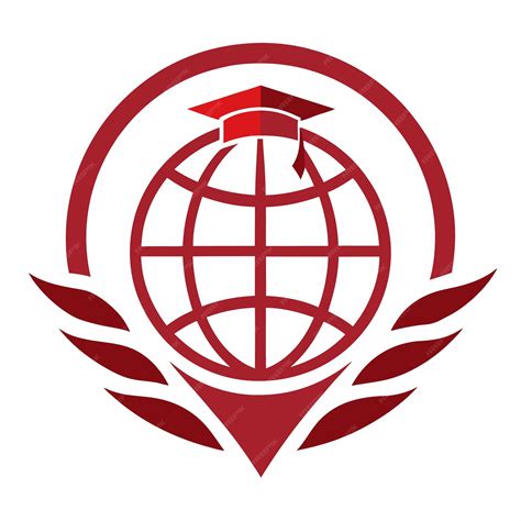 Global education logo with globe graduation cap and laurel wreath ...