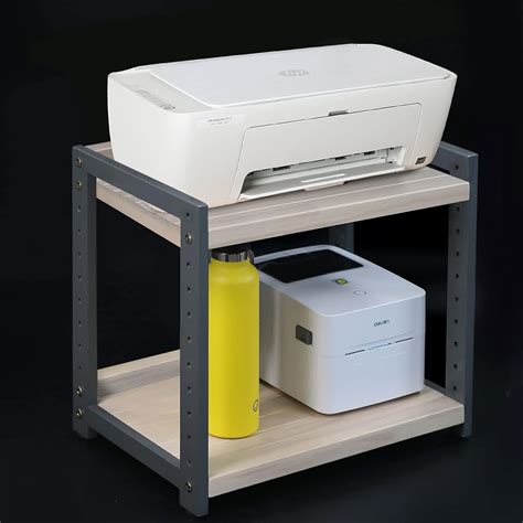 CuffUp Rustic Wooden 2 Tier Printer Stand with Adjustable India | Ubuy