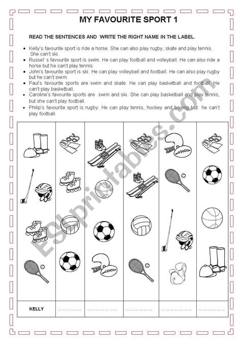 My Favorite Sport Worksheet 的图像结果