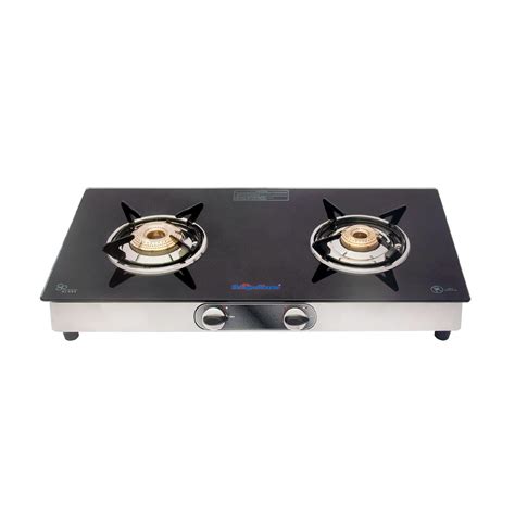 Surya Flame Supreme Gas Stove, 2 Burner Glass Top, Stainless Steel ...
