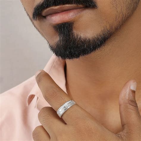CZ Wave Band Ring For Men