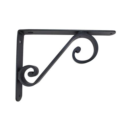 Buy 6.5 in. x 9 in. Matte Black Bold Scroll Decorative Shelf Bracket ...