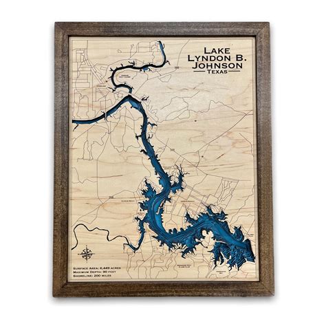 Lake Lyndon B Johnson Custom Wood Map Lake House Decor Lake - Etsy