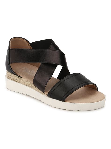 Buy TRUFFLE COLLECTION Women's BETA1 Black PU Fashion Sandals - 8 at ...