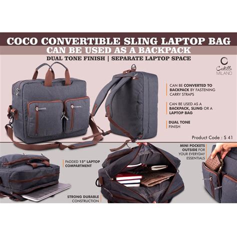 Coco Convertible Sling Laptop Bag | Can be used as a backpack | Dual t ...