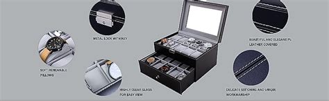 Styleys Faux Leather 8 Grids + 3 Mixed Slots Watch Display Box Storage ...