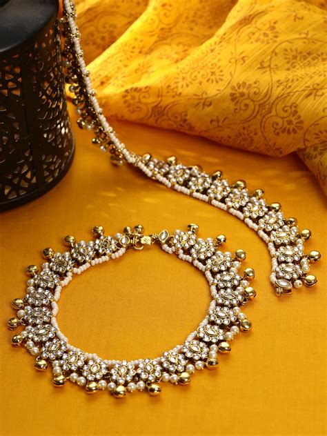 Beads Kundan Ghungroo Gold Plated Anklets – Priyaasi