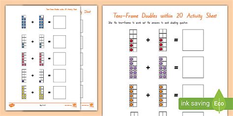 Tens-Frame Doubles within 20 Worksheet (teacher made)