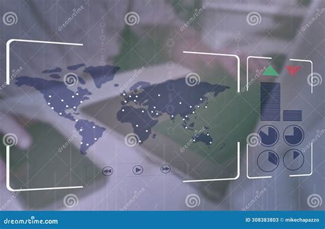 Plot Locations on World Map with Controller Stock Image - Image of ...