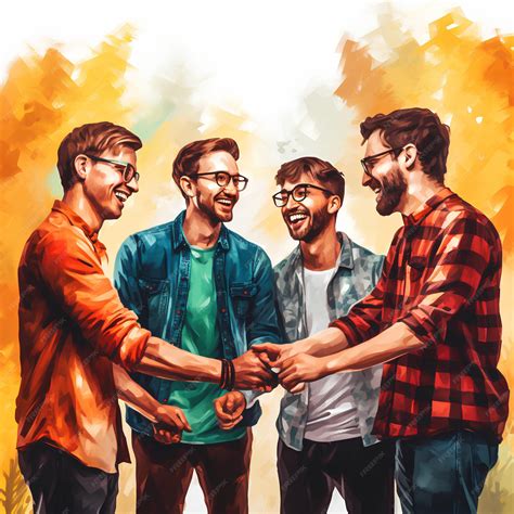 Premium Photo | Group of 5 male friends celebrating Friendship Day laughing