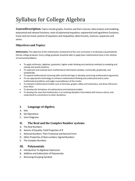 Image result for Algebra Syllabus