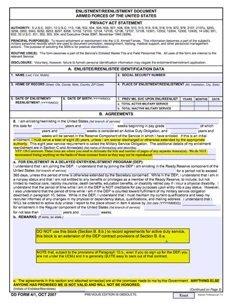 Filling Out The Contract, DD Form 4 - Military Truth