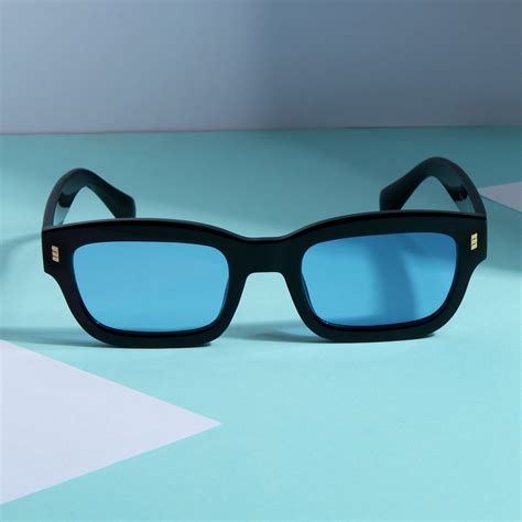 Lizard Black Blue Rectangle Sunglasses – Shop Now Online