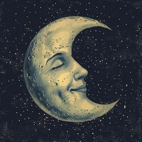 17 Man in the Moon Clipart! | Moon art, Vintage moon, Moon illustration