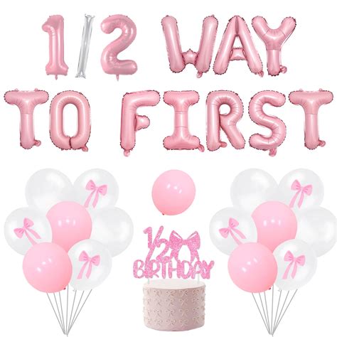 Bow 1/2 Birthday Party Decorations for Girls 1/2 Way To First Birthday ...