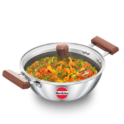 Hawkins 2.5 Litre Deep Kadhai, Triply Stainless Steel Shielded Nonstick ...