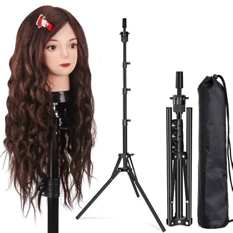 Amazon.com : Mannequin Head Human Hair with 63inch Tall Tripod Stand ...