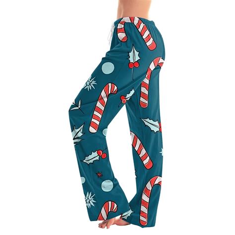 ASDFVBKG Women Christmas Pajama Pants Drawstring Mid-Waist Wide Leg ...