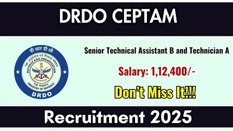 DRDO CEPTAM Senior Technical Assistant B and Technician A Recruitment ...