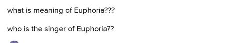 EUPHORIA MEANS a feeling or state of intense excitement and happiness ...