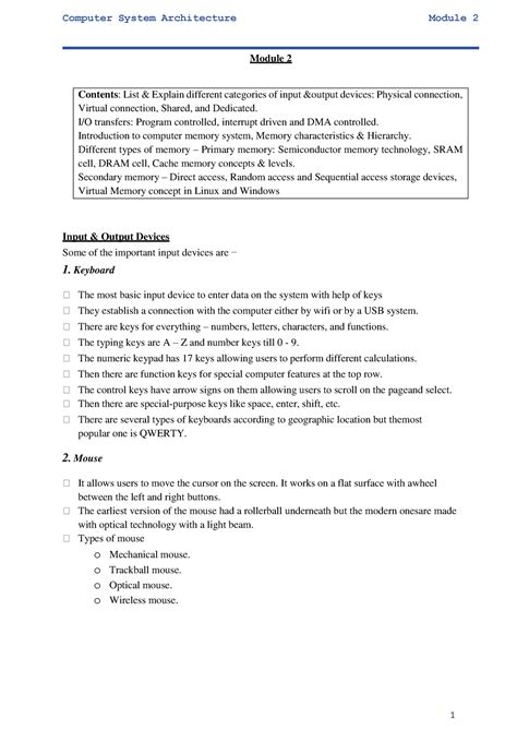Csa Module 2 - computer architecture - Contents: List & Explain ...
