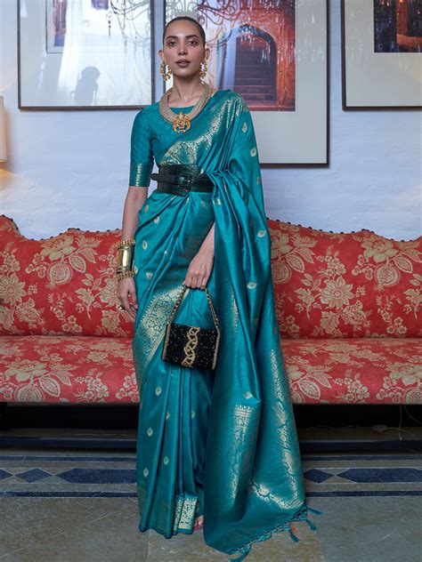 Buy Ocean Blue Banarasi Saree online-Karagiri