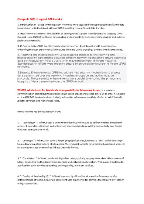 Mc Q&A - good notes - Changes in GSM to support GPRS service ...