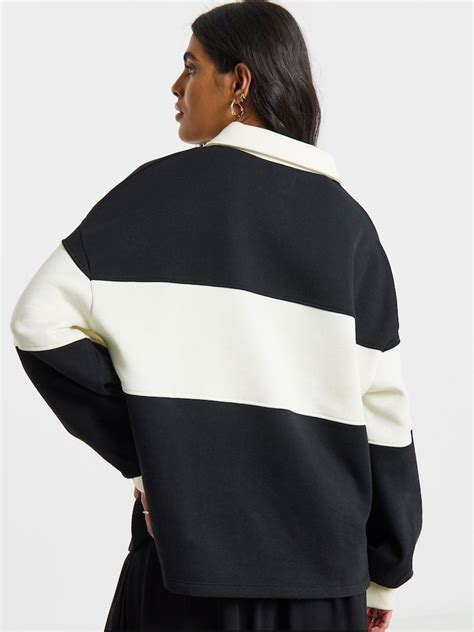 Buy Simply Be Black Stripe Panel Polo Sweatshirt from Next India