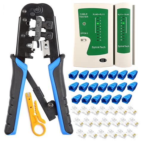 Hiija LAN Network Cable Tester RJ45 Crimp Tool Kit Cat5 Cat5e Crimping ...