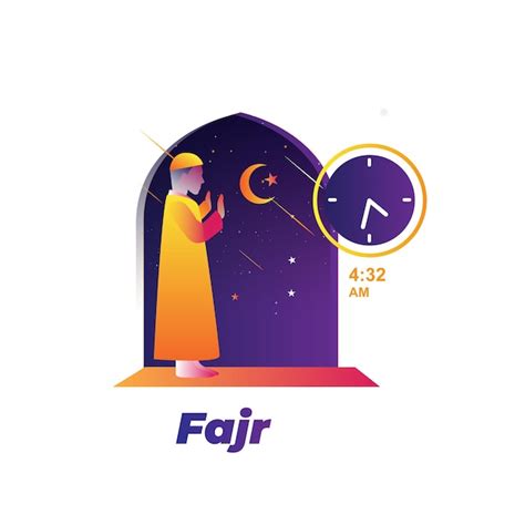 Fajr islamic time prayer illustration vector | Premium Vector