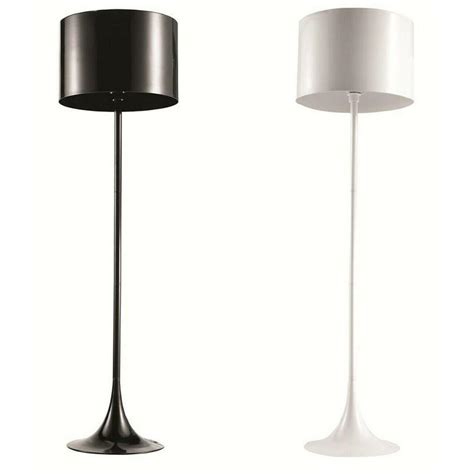Black or White Pedestal Tulip Floor Lamp Stainless Steel Shade
