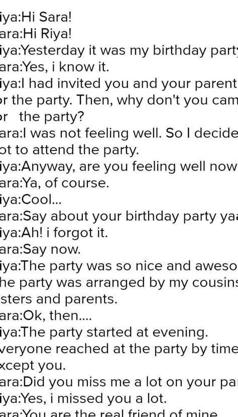 write a dialogue between you and your friend about your birthday ...