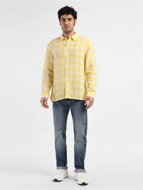 Men's Checkered Spread Collar Linen Shirt – Levis India Store