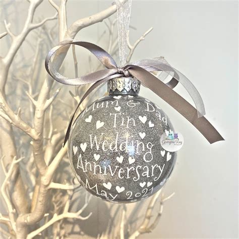 10th Tin Wedding Anniversary Gift, 10th Anniversary Ornament Christmas ...