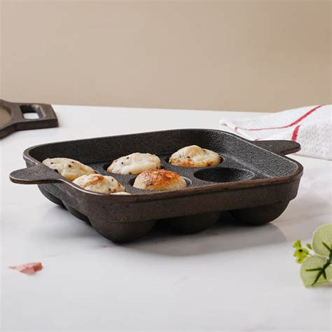 Empress Cast Iron Ultra Smooth Square Paniyaram Pan 9 Pit Online ...
