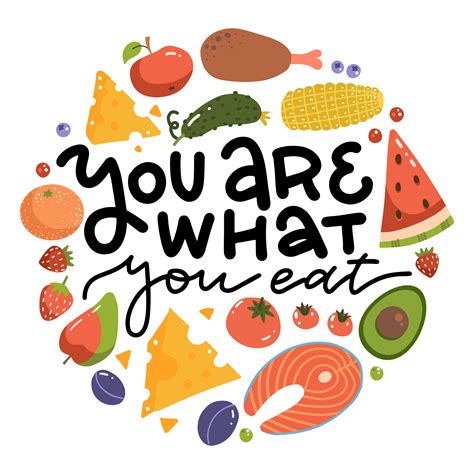 You are what you eat - lettering quote print. The healthy food round ...
