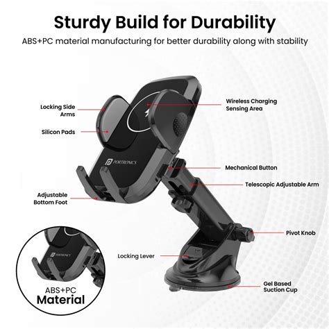 Buy Portronics Charge Clamp 2 Car Mobile Holder with Charger