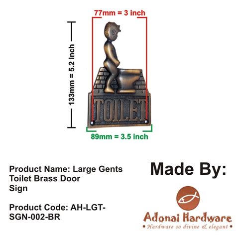Best Large Gents Toilet Brass Door Sign - Adonai Hardware