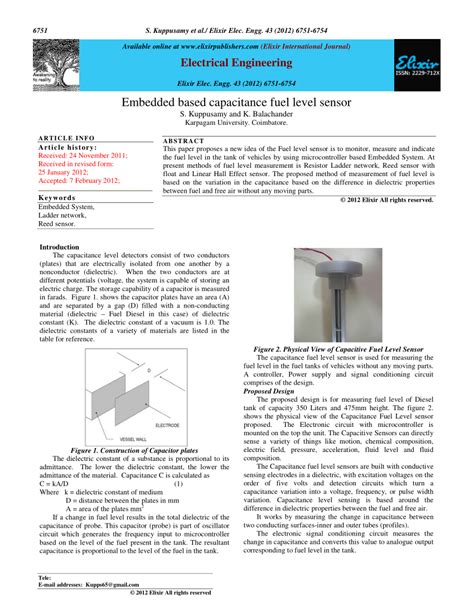 Image result for Capacitance Fuel Level Sensor