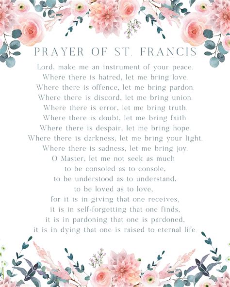 St Francis Prayer Printable