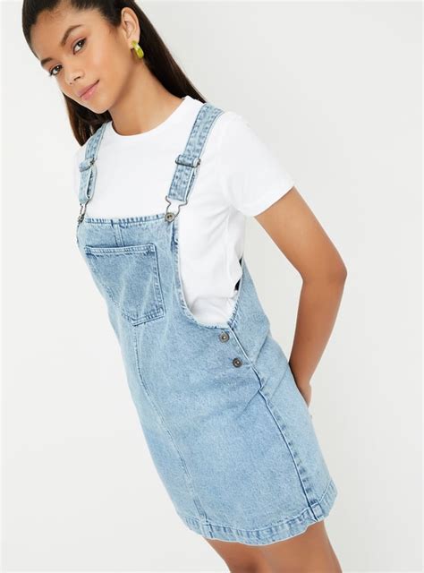 Buy Girls Solid Denim Pinafore Dress Online at just Rs. 899.0 ...