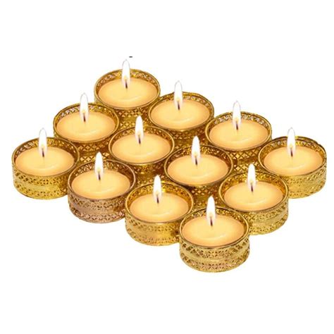 Buy RIPP 12 Pcs Golden Metal Candle Small Katori Tealight Diya Candle ...
